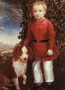 Joseph Whiting Stock Portrait of a Boy with a Dog oil